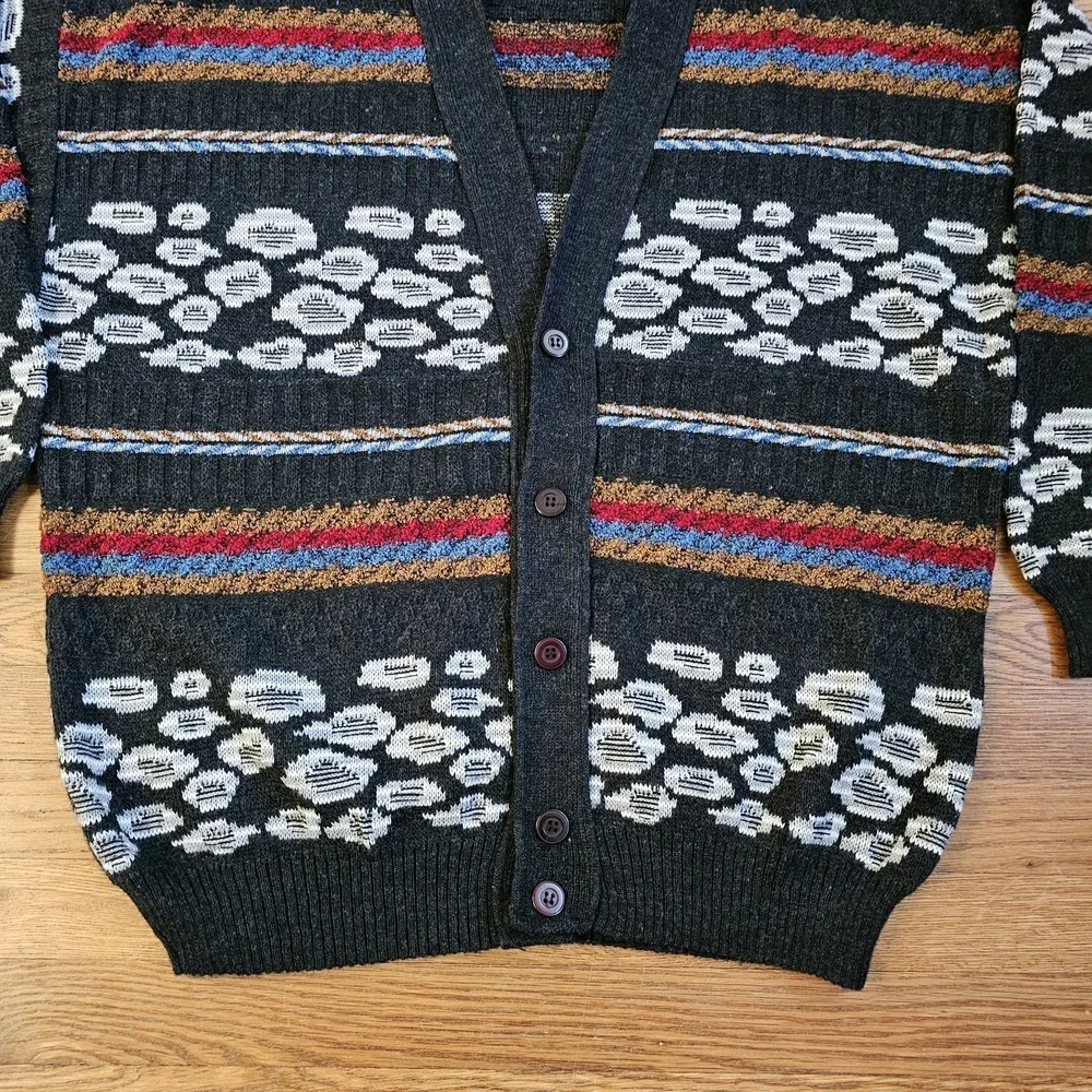 Vintage PRONTO UOMO Grandpa Cardigan Sweater Multicolor  Men's  XL (54)  ITALY